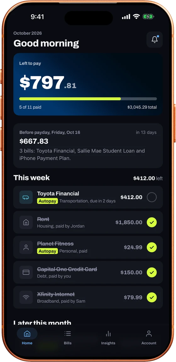 Loulen home screen in dark mode